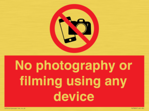 No photography or filming using any device